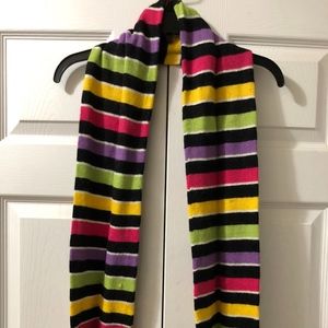 Striped Multicolor Knit Scarf - Black, Pink, Yellow, Green, Purple
